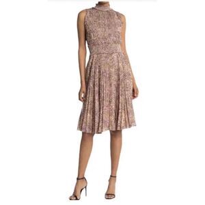 Nanette Lepore Leopard Smocked Waist Sleeveless Midi Dress Sz 12